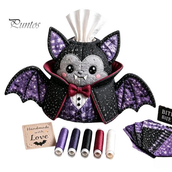 Kreatives Halloween-Geschenk für sie Taschentuchbox DIY Nähset, Thema, Patchwork-Stoffhandwerk Vampir Fledermaus Set, Handarbeit Gesteppte Hülle, Zuhause Und