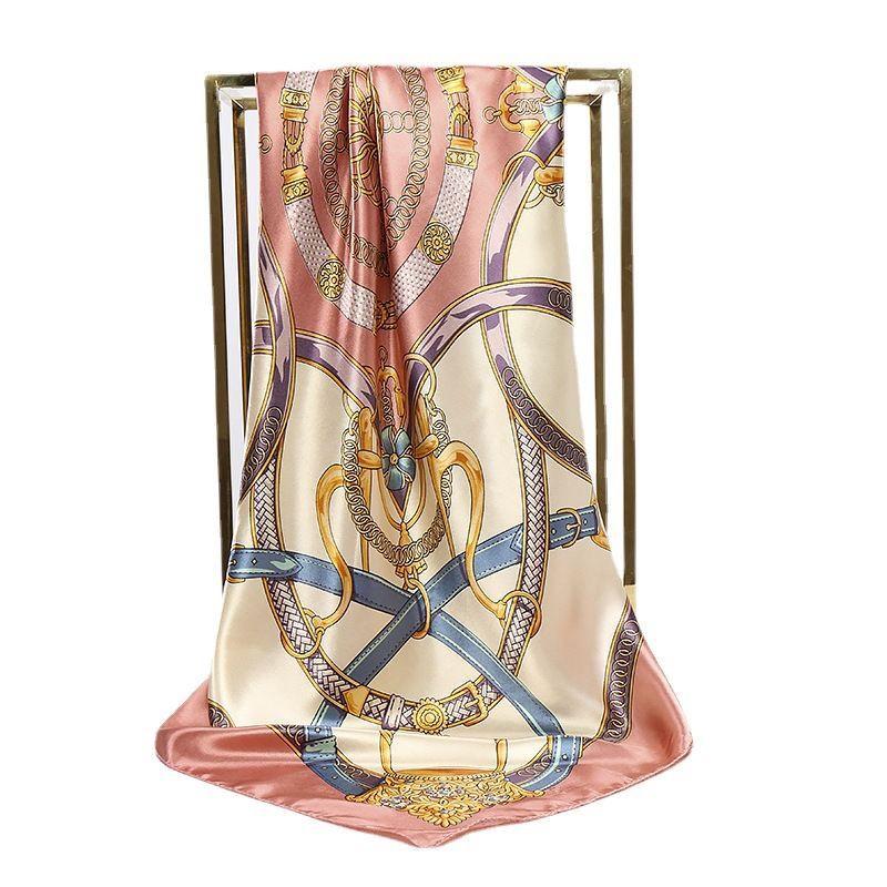 Foulard Quadrato di Seta alla Moda da 90 cm per Donna Fascia per Capelli Foulard Morbido Hijab Vintage Foulard con Stampa Floreale Bandana Pashmina da Donna