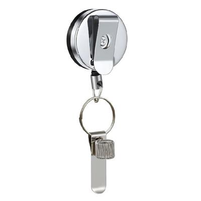 High Quality Kirsite Key Holders Featuring Retractable 68cm Lanyard for Pen Accessories and Card Silver