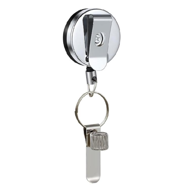 

High Quality Kirsite Key Holders Featuring Retractable 68cm Lanyard for Pen Accessories and Card Silver 1