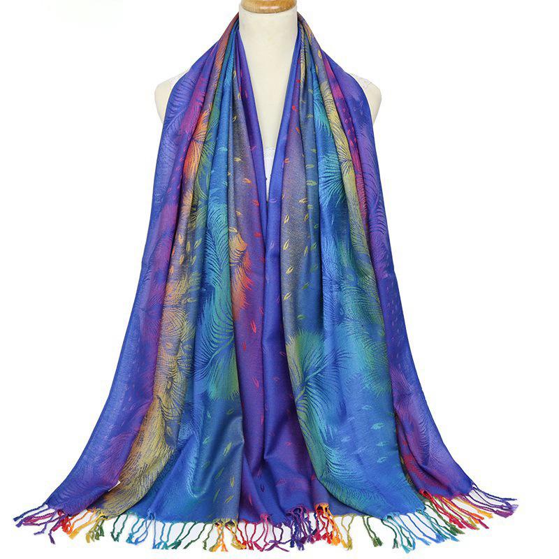 Ethnic Style Colorful Cashew Embroidered Long Scarf Rainbow Gradient Tassel Scarf Shawl Women's Headscarf
