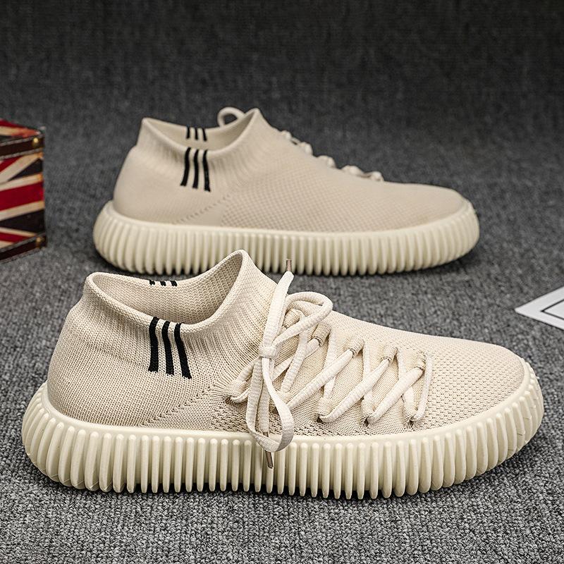

Spring New Men s Shoes Breathable Flying Woven Sports Shoes Men s Korean Version Trendy Casual Shoes Coconut Shoes All-match Students