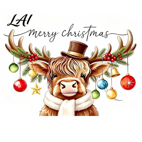 Christmas Glass Clings Cute Highland Cow Static Window Sticker PVC Waterproof Cling for Holiday Reusable Decals Home Decoration Removable