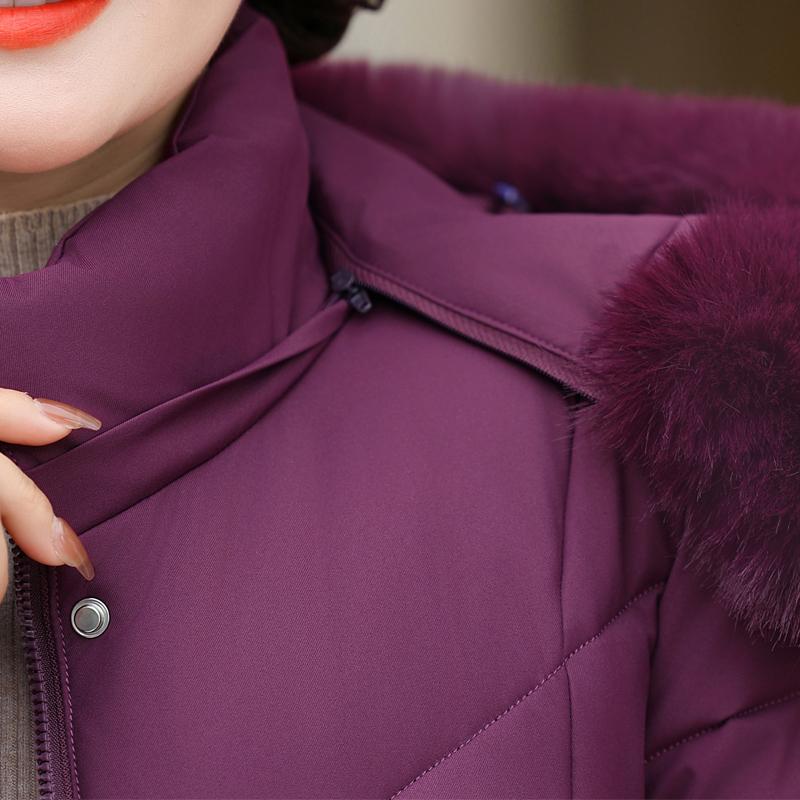 Plus Size XL-6XL Winter Long Coat Female Outerwears Hooded Elegant Faux Fur Collar Loose Thick Warm Middle Age Woman Parka