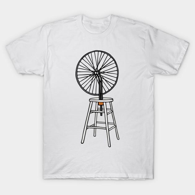 Men Black Print T-shirt Bicycle Wheel Marcel Duchamp No-Cut Transfer Paper Print Cotton Tshirt 3XL белый