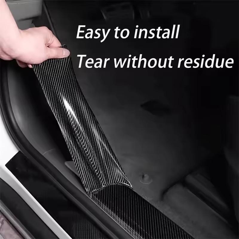 3D Nano Carbon Fiber Car Bumper Door Guard Protection Film 7m Car Door Sill Protector Sticker Black Waterproof Anti Scratch Tape