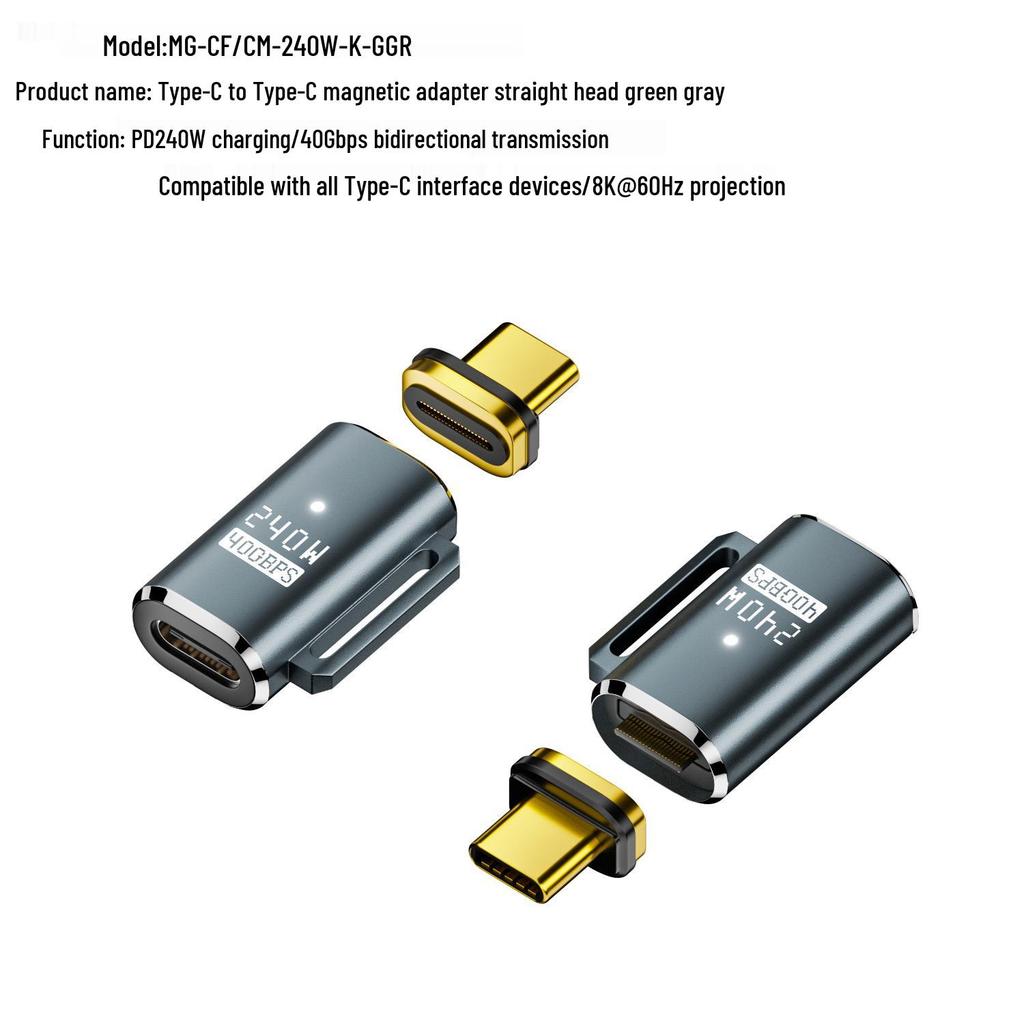 Magnetyczny Adapter USB4 Typu C, 140W, Wideo 8K@60Hz, Pełna Funkcjonalność 40Gbps, Szybkie Ładowanie PD, Kątowy Design.