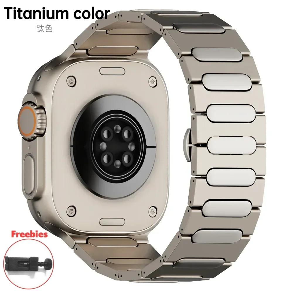

Роскошный титановый браслет для Apple Watch 10 46 мм Ultra 2/1 49 мм металлический мужской ремешок для iWatch Series 9 8 7 6 5 se 42 мм 44 мм 45 мм Correa 44mm 45mm 49mm