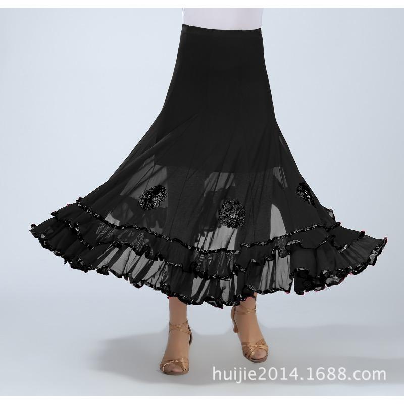 

Новая национальная юбка для бальных танцев, современная тренировочная юбка, юбка для бальных танцев для вальса, новая летящая длинная юбка, платье для выступлений, юбка One size