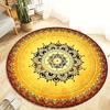 Boho Mandala Round Rug Visual Style Ethnic Lotus Sunflower Print Soft Non Slip Circle Mat for Living Room Bedroom Yoga Decor