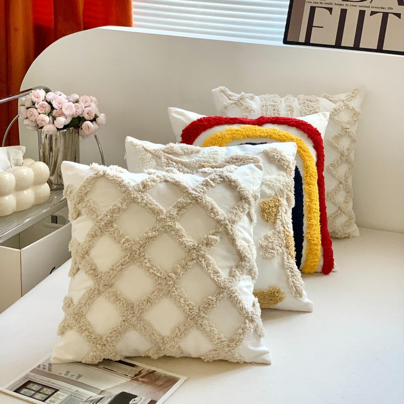 Bohemian Tassel Embroidered Throw Pillow for Living Room Sofa