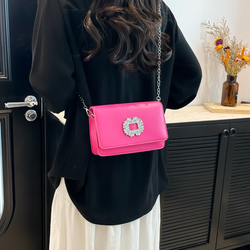 Simple rhinestone 2025 new fashion diamond-encrusted chain single shoulder crossbody small square women's bag