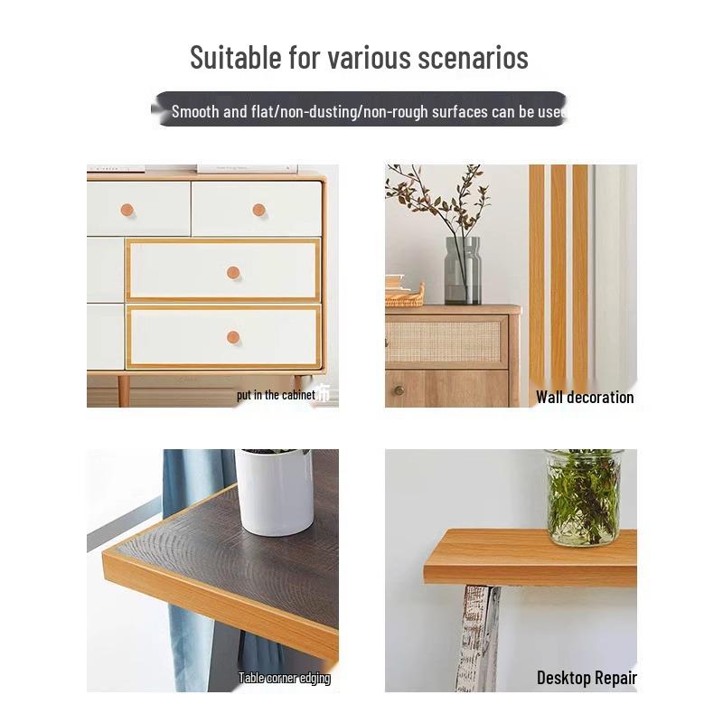 Wood Grain Decorative Tape for Window, Door, & Mirror Frames - Edge Trim & Seam Filler Sticker.