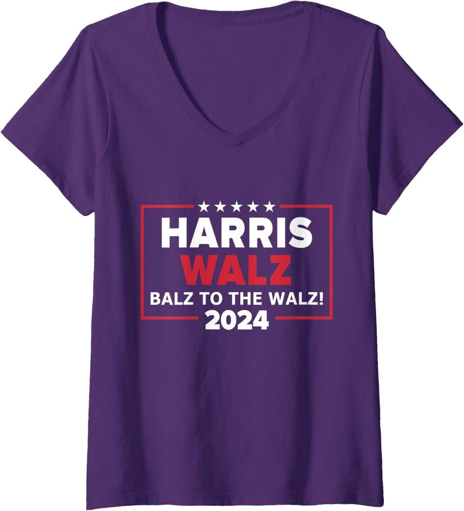 Harris Walz Balz To Walz 2024 Presidential Elections Ladies  V-Neck Tshirt Unisex T-Shirt XXXXL