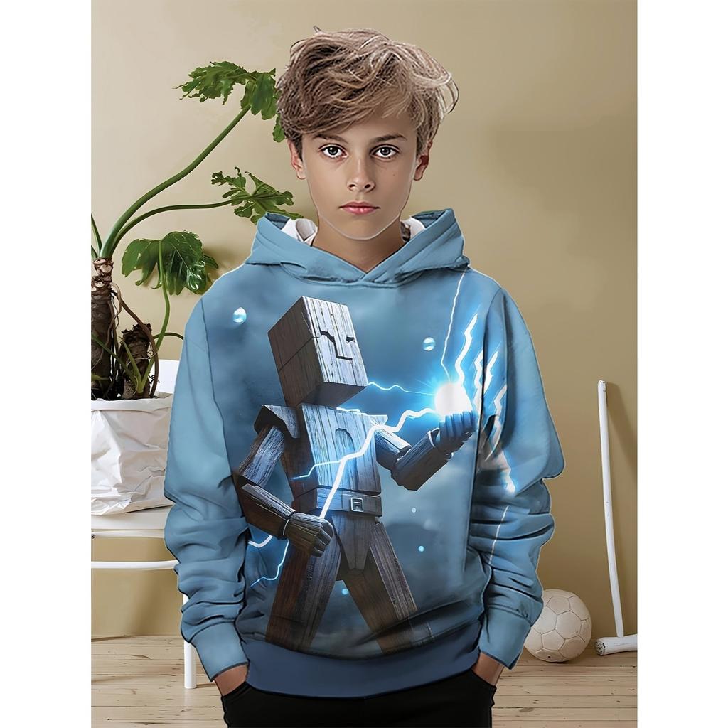 Minimalist Printed Lightning Pattern Base Sweater Knitted Fabric, Casual Round Neck Long Sleeved Pullover Sweatshirt