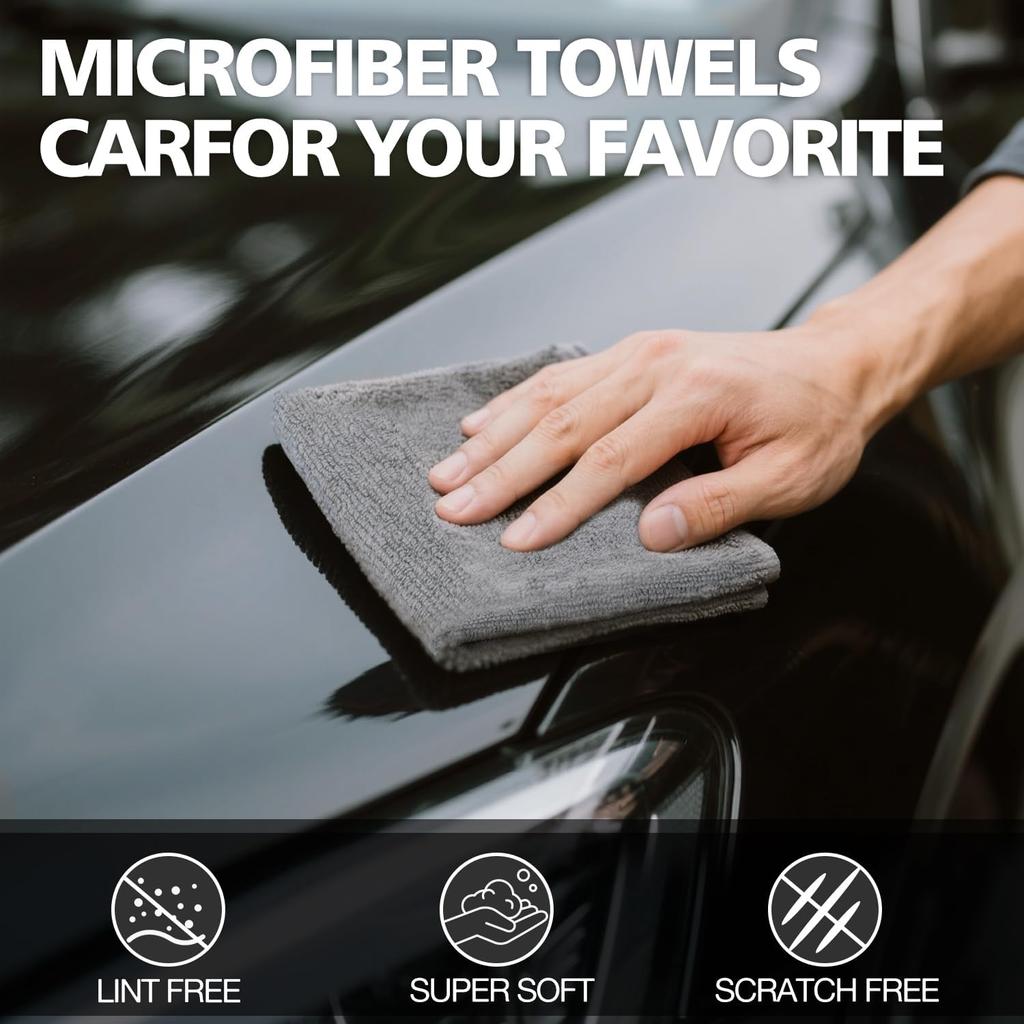 Microfiber Cleaning Cloth 12 Pack, 13 X 13 Inch Microfiber Towels For Cars, High Performance Ultra Absorbent Car Washing Cloth, Lint Free Streak Free