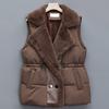 Women's Puffer Vest Casual Fleece Lined Sleeveless Jacket Winter Thicken Qulited Outerwear with Pockets