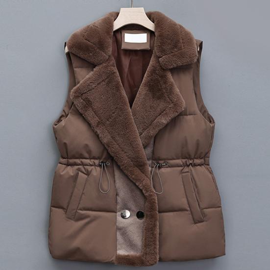 Women's Puffer Vest Casual Fleece Lined Sleeveless Jacket Winter Thicken Qulited Outerwear with Pockets