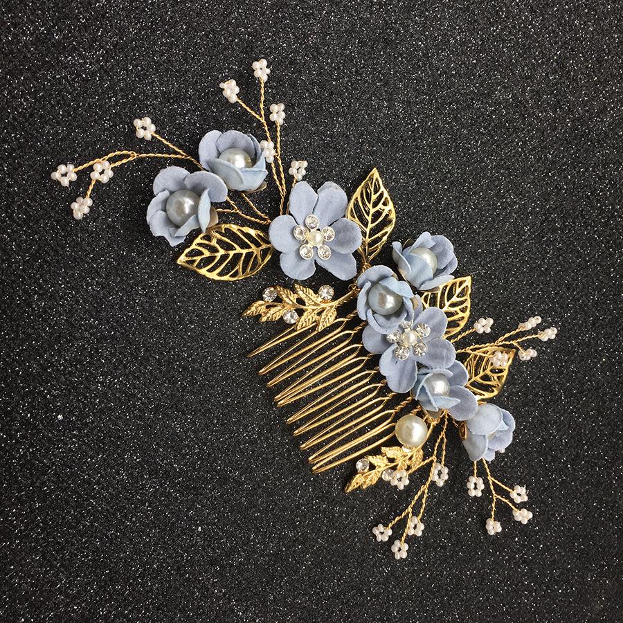 Koreanische Braut Hochzeitskopfschmuck Mode blau lila rosa weiß frische Haarkämmung Damen Kinder Brautjungfer Haarschmuck