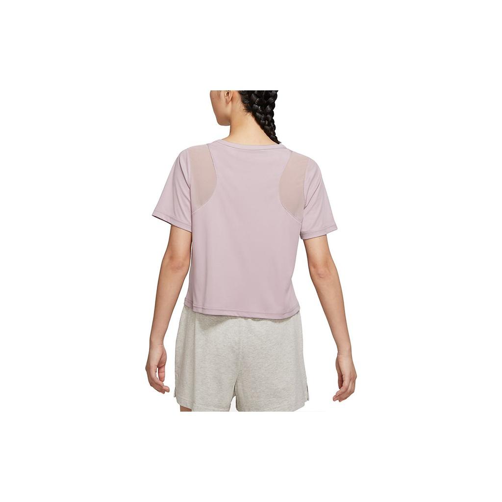 Nike Yoga Dri-Fit Mesh Breathable Sports Round Neck Short Sleeve T-Shirt Women Tops Pink DJ6572-501