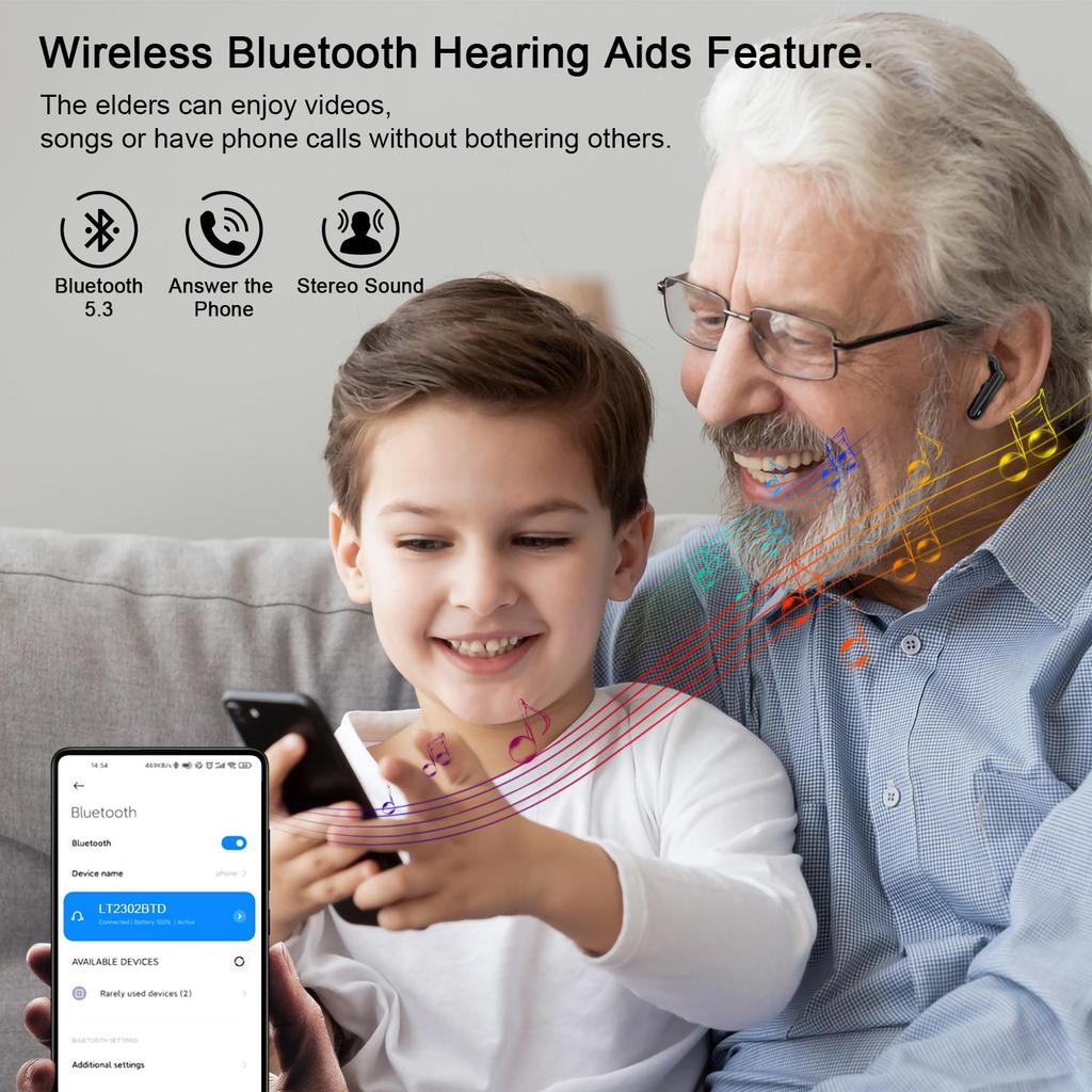 Hearing Aids Bluetooth Hearing Aid Hearing Amplifiers Music Streaming Phone Call Auto Switch Noise Cancelling Clarity Sound Audifonos