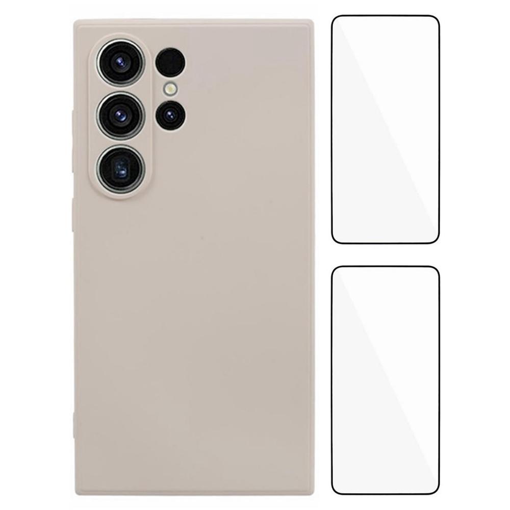 WANLONFENG RB3 Series For Samsung Galaxy S24 Ultra Case with 2Pcs Screen Film Precise Lens Hole Soft TPU Phone Back Cover
