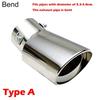 1 Pcs Universal Car Vehicle Stainless Steel Tail Throat Exhaust System Muffler Pipe(Bend/Straight)
