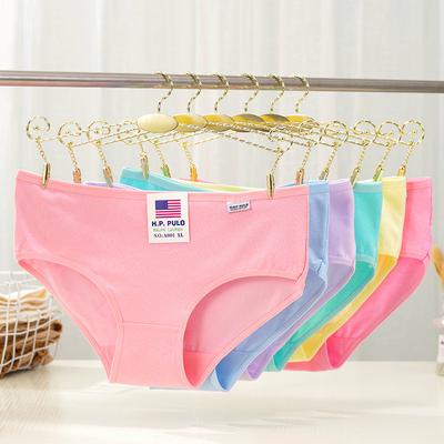 12 Stück/Los Damenunterwäsche Reine Baumwolle Übergröße Bonbonfarbe Schlichte Damen Einfarbige Unterwäsche Slips