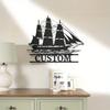 Custom Nautical Ship Silhouette Metal Sign Personalized Wall Art Home Office Coastal Vintage Durable Decor