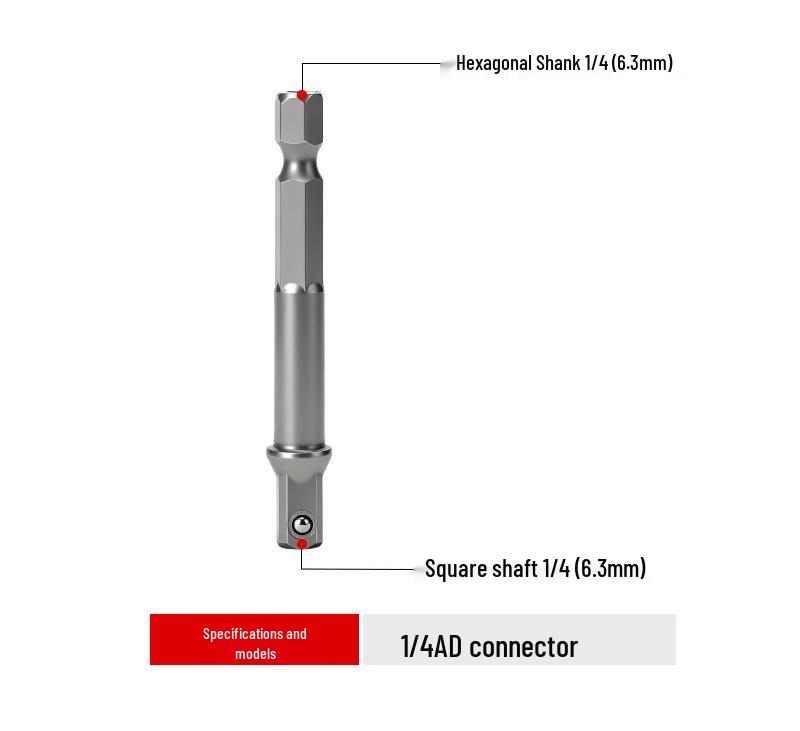 Electric Drill Bit Adapter: 1/2 to 1/4" Telescopic Wrench Extension Bar