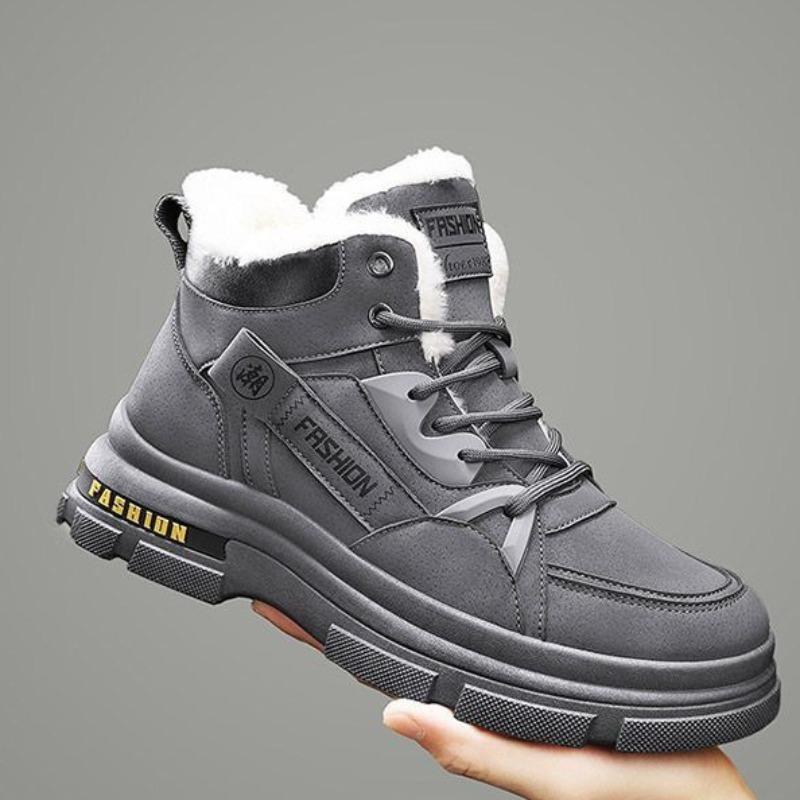Men Super Thick Fleece Lined Snow Boots Outdoor Hiking Warm Winter Cotton Shoes