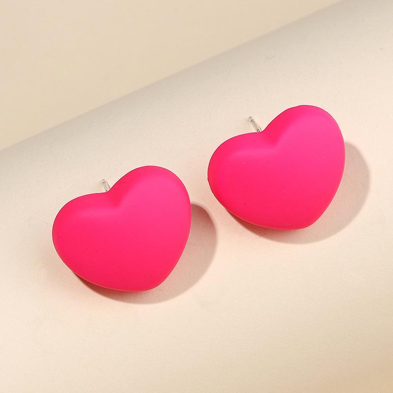Colorful Heart Stud Earrings - Cute and Fresh Jewelry for Women