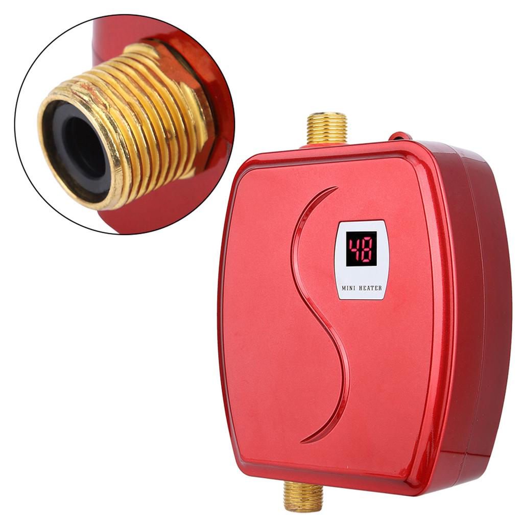 3000W Electric Tankless Hot Water Heater Bathroom Kitchen Washing Red