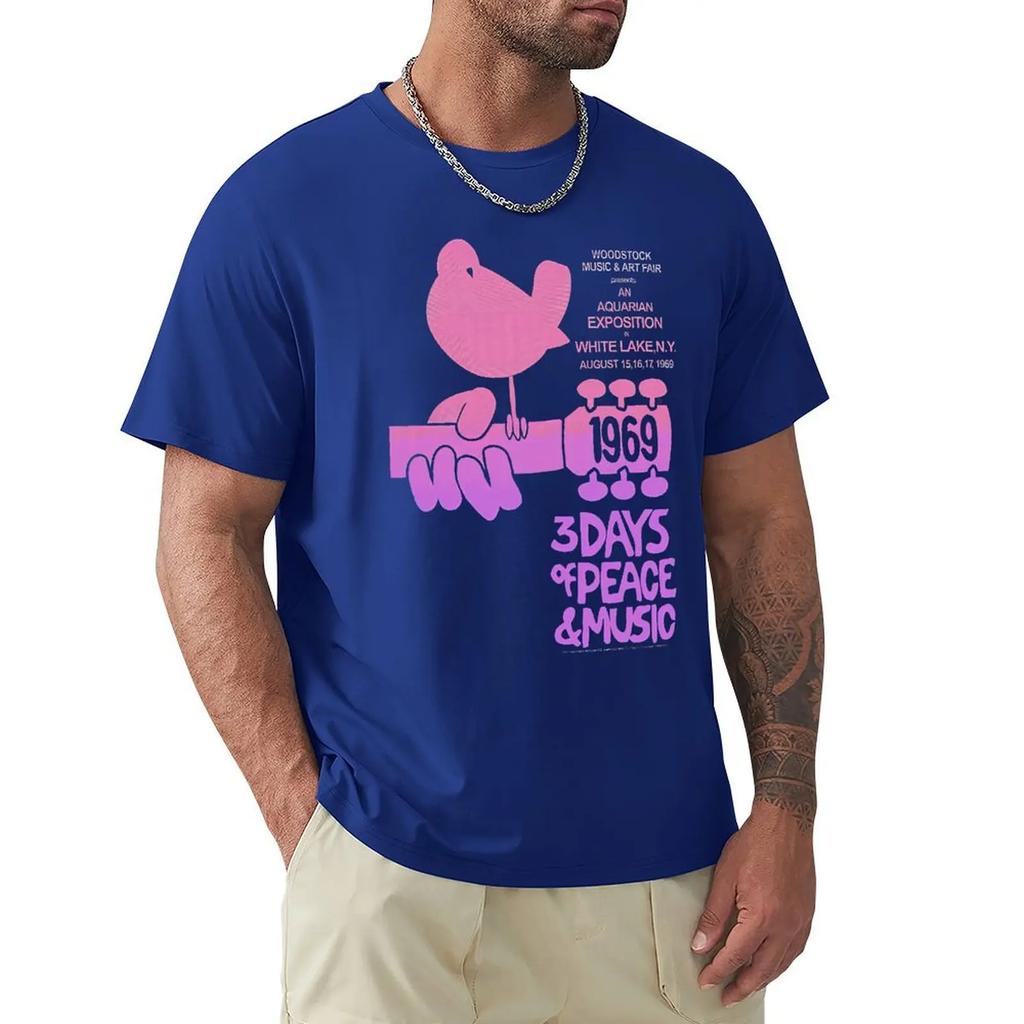 Woodstock - Camicia Acquario Rosa T-shirt a Maniche Corte Moda Maglietta di Cotone T-shirt Top