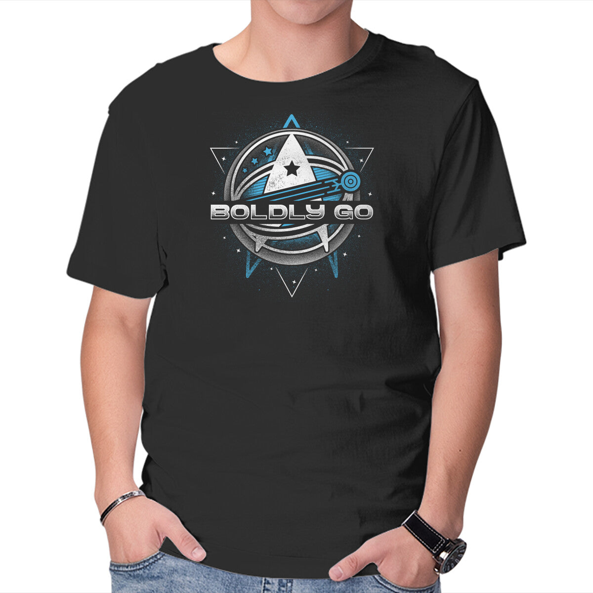 Unisex Crew Neck T-Shirt Boldly Into Space Graphic Short Sleeve Casual Tee XXXL