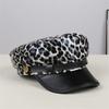 Breathable PU Leather Flat Cap Leopard Print Sun Protection For Men Women Outdoor Activities Riding Fashion Seamless Design