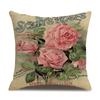 Linen Pillowcase American Rustic Rose Sofa Cushion Cover Retro Style Car Home Soft Decoration