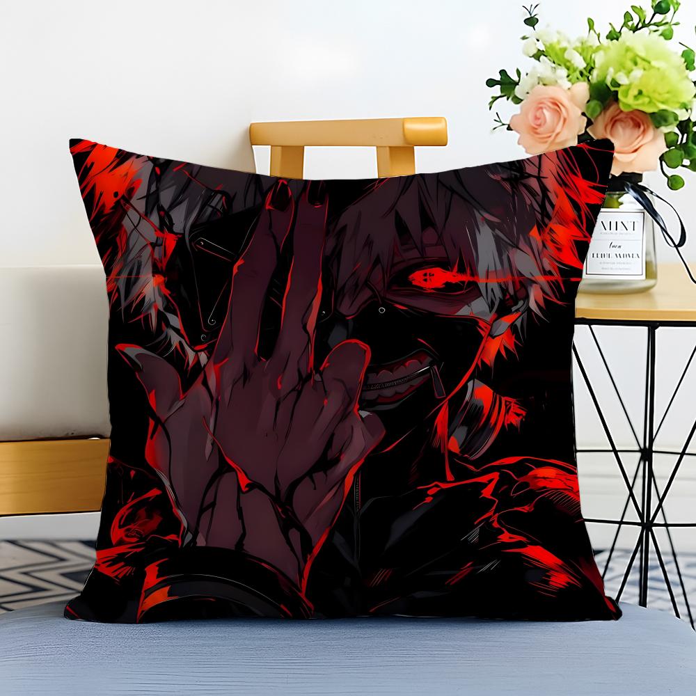 TTokyo Ghoul Cushion Cover Washable Linen Pillowcase Soft for Sofa Bed Cozy Home Room Decor