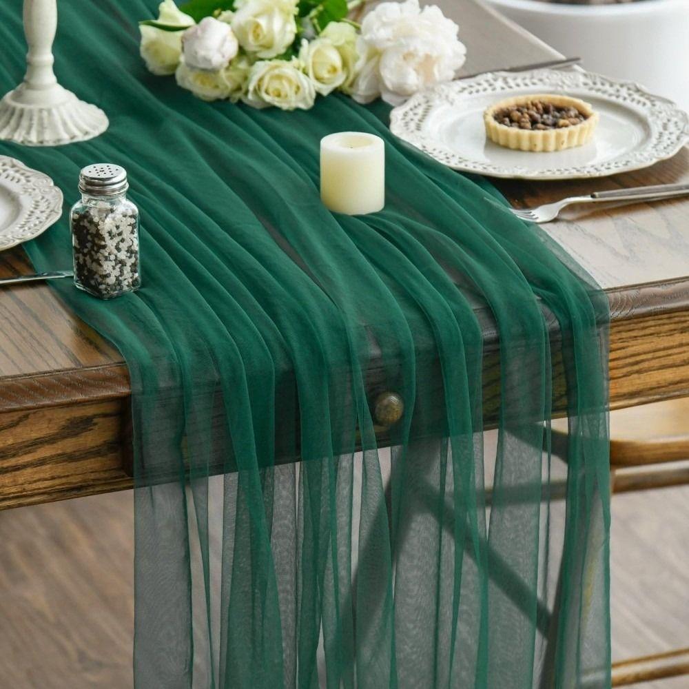 Elegant Tulle Tulle Sheer Table Runner Boho Rustic Chiffon Table Runner  Party Banquet