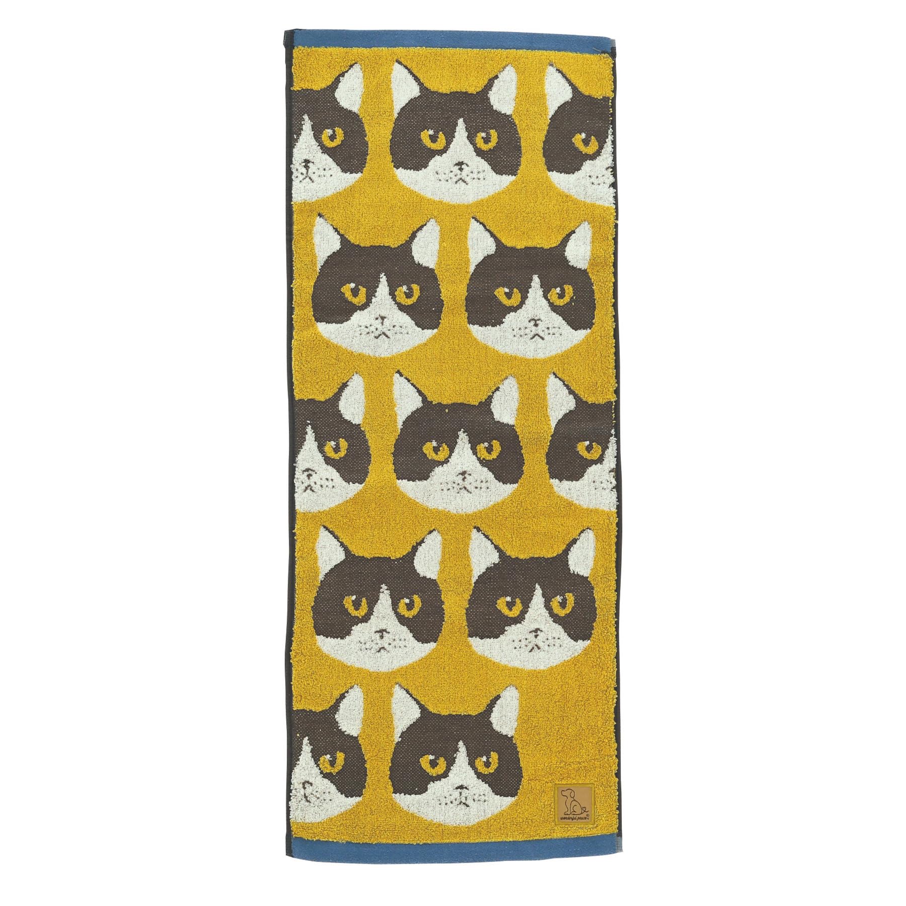 Marushin Face Towel Wonderful Peace Love and White Cat Antibacterial and Deodorizing Treatment 0765010900 Eyes_Black