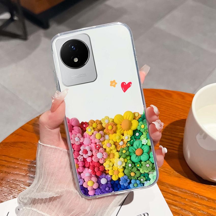 For Vivo Y02 Y02A Y02S Y10 Y11 Y12 Y12a Y13 Y15 Y15a Y16 Y17 Y19 Clear TPU Case Ocean Whale Pattern Anti Drop Back Cover For Vivo Silicone Phone Shell