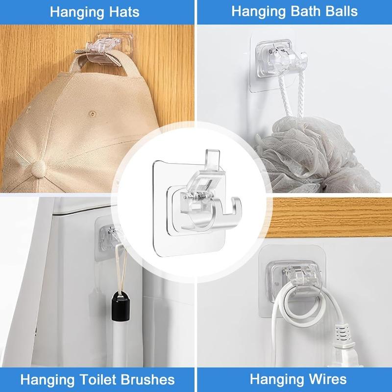 20/2PCS Self Adhesive Rail Hooks Nail-Free Curtain Clamp Rods Clips Hook Adjustable Kitchen Bathroom Wall Hanging Rack Holders