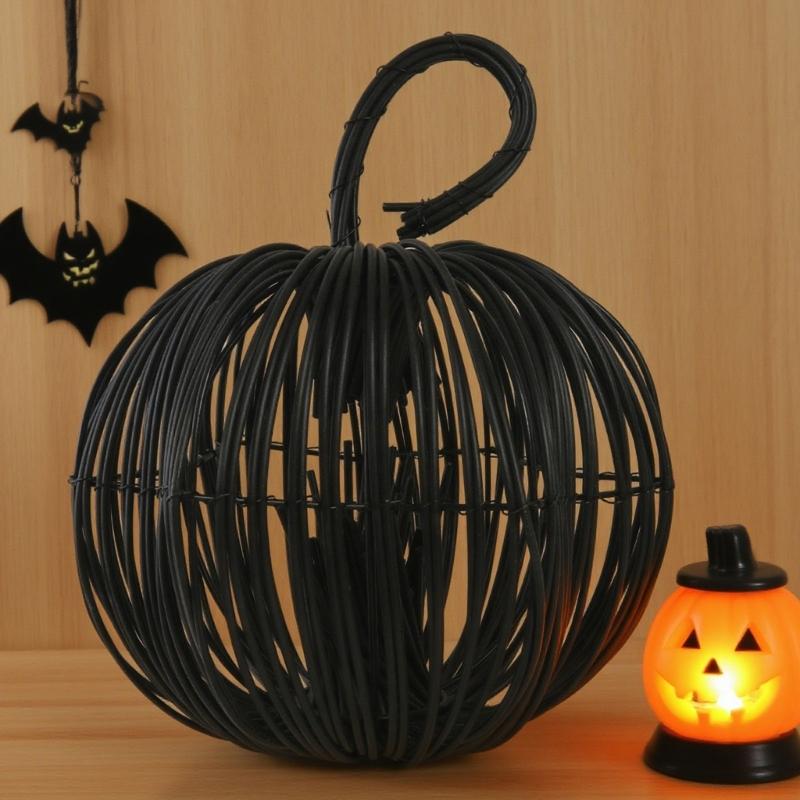 Woven Pumpkins Chandelier Hanging Lamp Holder Woven Ceiling Ornament For Bedroom Dining Room Halloween Decorations