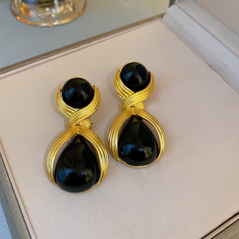 Silbernadel Leopard Harz Geo Runde Ohrringe, Retro Myer Stil, Nischen Design für Frauen