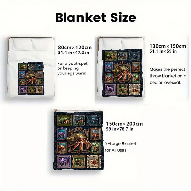 Hermit Crab Gallery 2D Flat Pattern Flannel Blanket, High quality All Seasons, Home Decor, Warmth and Comfort, Perfect for Christmas Gifts.