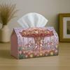1pc Romantic Classic Tissue Holder Featuring a Pink Pastel Horse Ride - Napkin Storage Organizer Suitable for Kitchen, Car, Elegant Decorative Box, Id