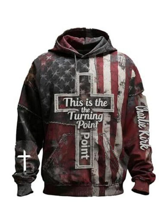 Men's Retro American Flag Print Hoodie