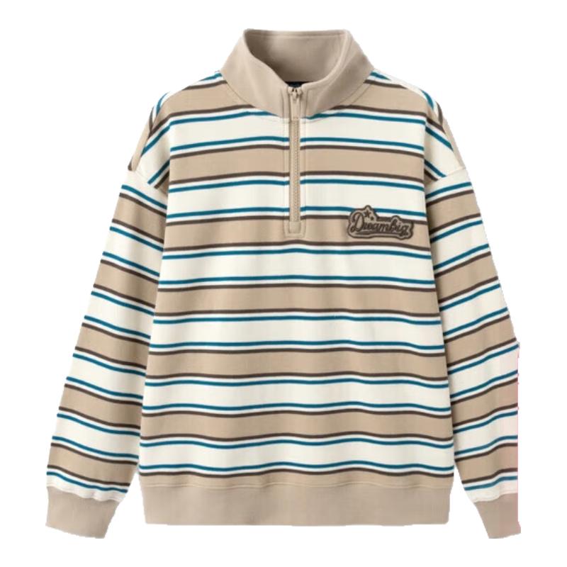 Balabala Boys  Striped Stand Collar Long Sleeve Sweatshirt