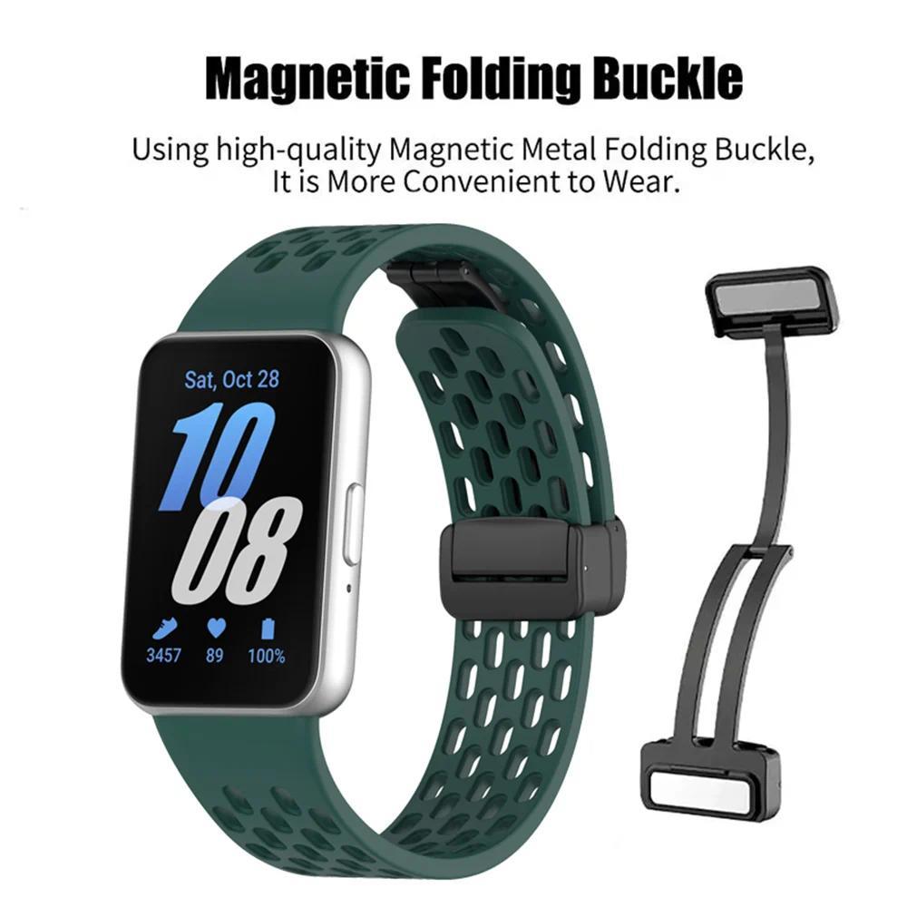 Magnetická D přezka Sportovní silikonový pásek pro Samsung Galaxy Fit 3 Fit3 SM-R390 Náhradní pásek Náramek Příslušenství