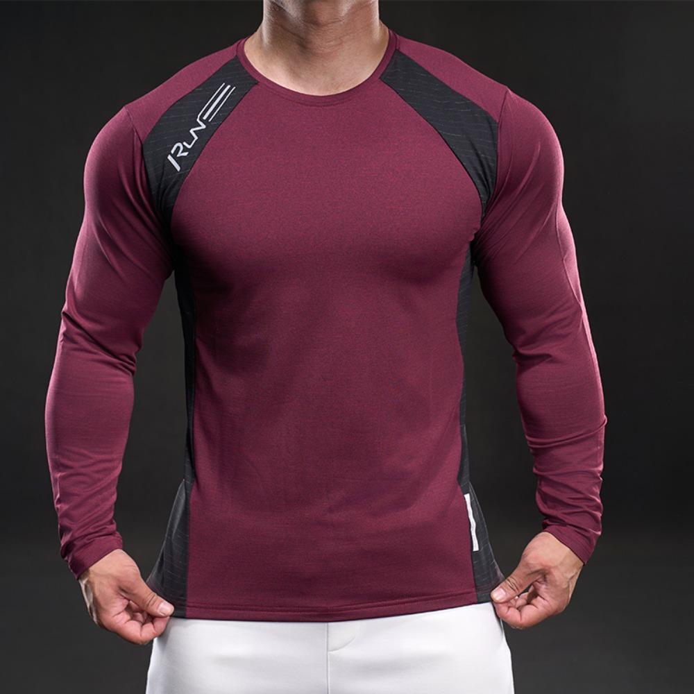 New Quick-drying Ice Silk Long-sleeved T-shirt Men's Casual Sports Elastic Fitness Outdoor T-shirt Top Men